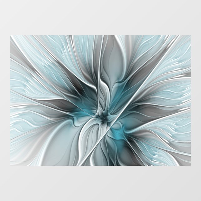 Floral Fractal Modern Abstract Flower Blue Grey (Sheet)
