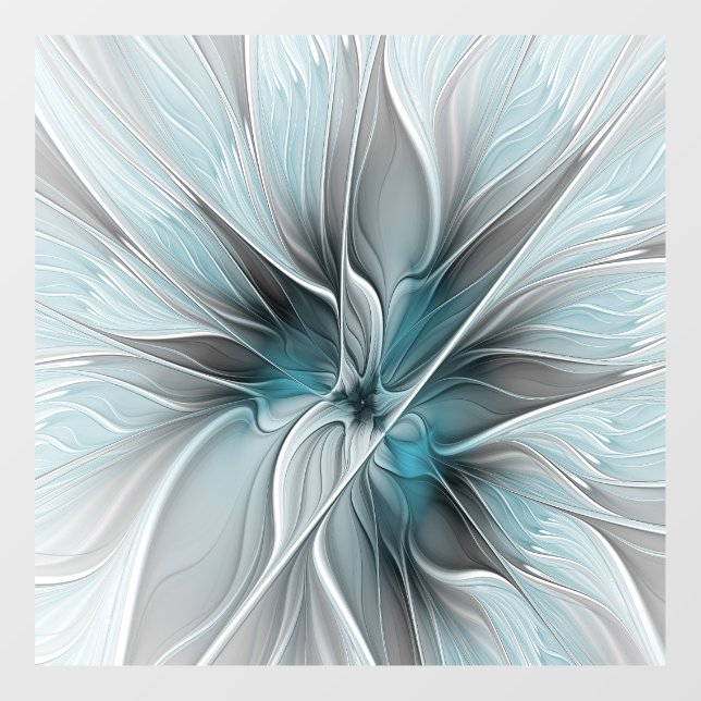 Floral Fractal Modern Abstract Flower Blue Grey (Sheet)