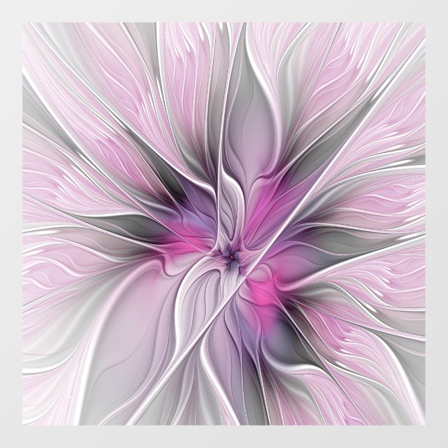 Floral Fractal Modern Abstract Flower Pink Grey (Sheet)