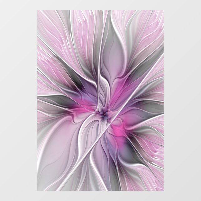 Floral Fractal Modern Abstract Flower Pink Grey (Sheet)