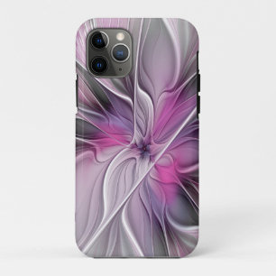 Floral Fractal Modern Abstract Flower Pink Grey Case-Mate iPhone Case