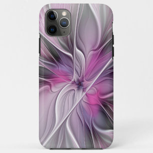 Floral Fractal Modern Abstract Flower Pink Grey Case-Mate iPhone Case