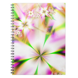 Floral fractal spiral notebook