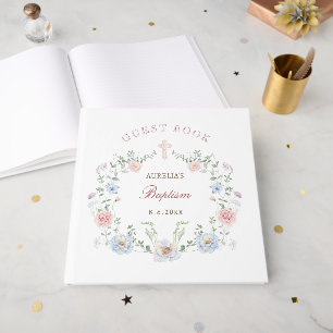 Floral Frame Baptism Guest Book