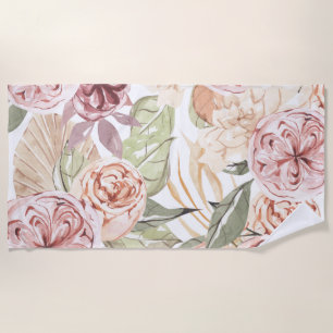 Floral Frame Beach Towel