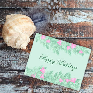 Floral frame border Happy Birthday. Floral arrange Holiday Postcard