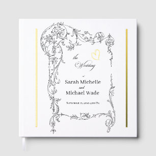 Floral Frame Calligraphy Wedding Guest Book