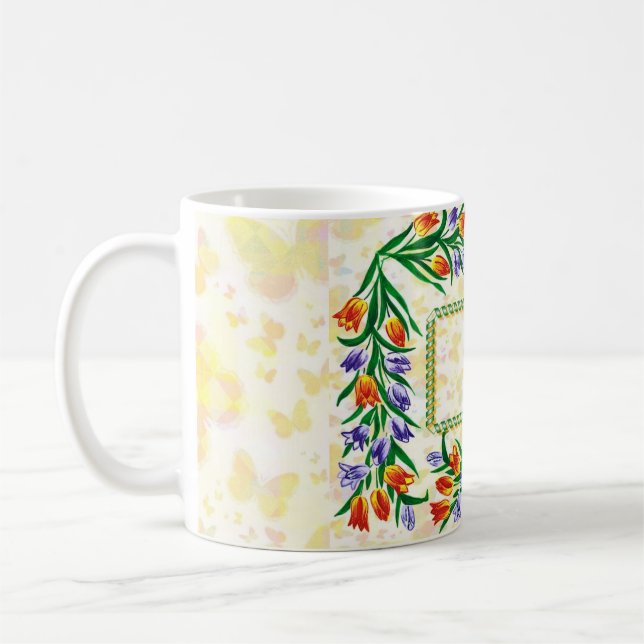 floral frame coffee mug (Left)