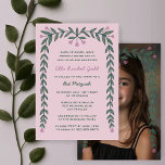 Floral Frame Custom Photo Bat Mitzvah Girl<br><div class="desc">Perfect card to announce a bat mitzvah, bar mitzvah or other Jewish celebration! Hand drawn art for you on the front and back side! FULLY CUSTOMIZABLE! Click on “Personalise” above to edit the text and add your photo to the back side. Click "edit using design tool" to adjust the fonts,...</div>
