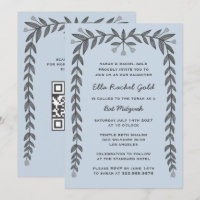 Floral Frame Custom QR Code Modern BarBat Mitzvah 