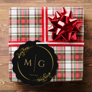 Floral Frame Elegant Personalized Monogram Tree Decoration Card
