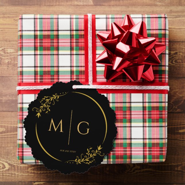 Floral Frame Elegant Personalized Monogram Tree Decoration Card (Insitu (Gift))