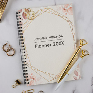 Floral & Frame Gold Month and Week  Planner