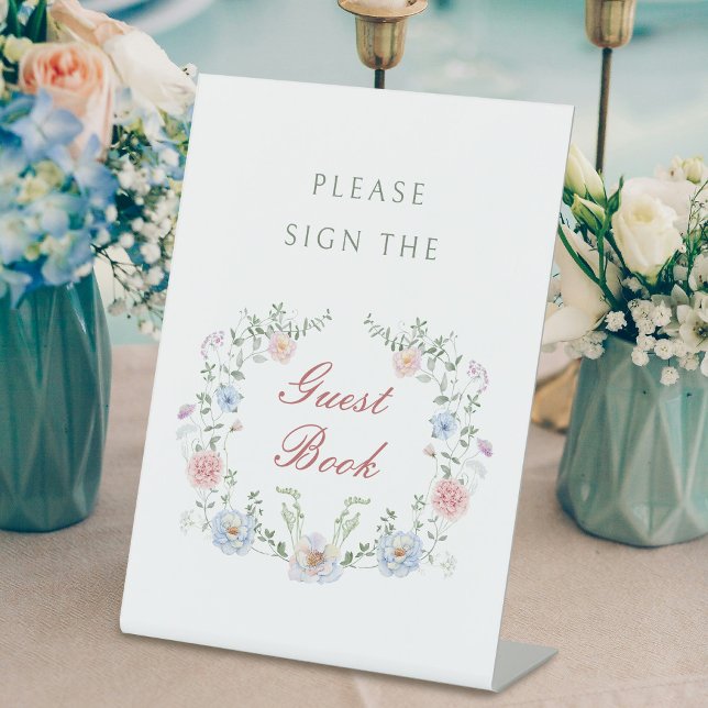 Floral Frame Guest Book Pedestal Sign (Creator Uploaded)