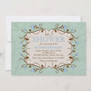 Floral Frame in Blue Invitation