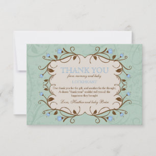 Floral Frame in Blue Thank You Card
