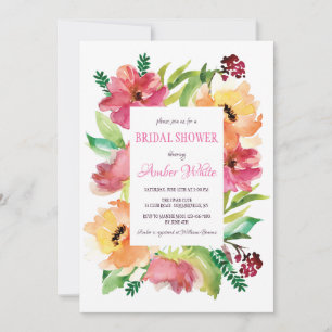 Floral Frame in Watercolor Invitation