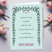 Floral Frame Inspirational Mindful Happy Birthday