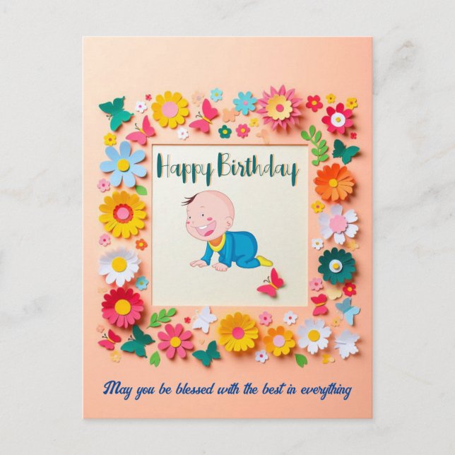 Floral Frame Personalised Birthday Card (Front)