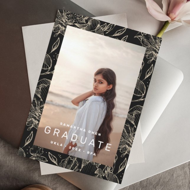 Floral Frame Photo College Graduation 2023 Announcement (Creator Uploaded)