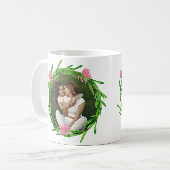 Floral Frame Photo Printed Mug  (Front Left)
