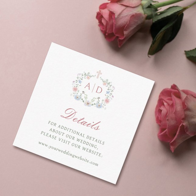 Floral Frame Religious Wedding Details Website Enclosure Card (Creator Uploaded)