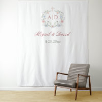 Floral Frame Religious Wedding Monograms Backdrop