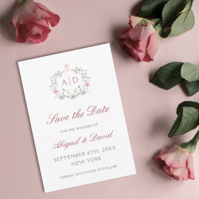 Floral Frame Religious Wedding Save The Date (Creator Uploaded)
