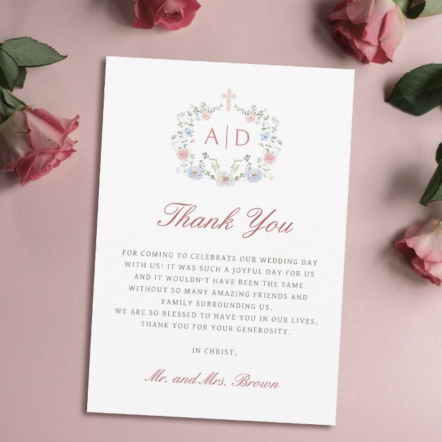 Floral Frame Religious Wedding Thank You Card (Creator Uploaded)