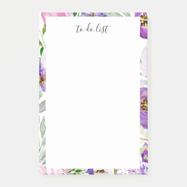Floral Frame Script to do list Personalised Post-it Notes (Front)