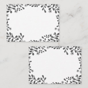 Floral Frame Sweet Boho Flowers Custom B&W Place Card
