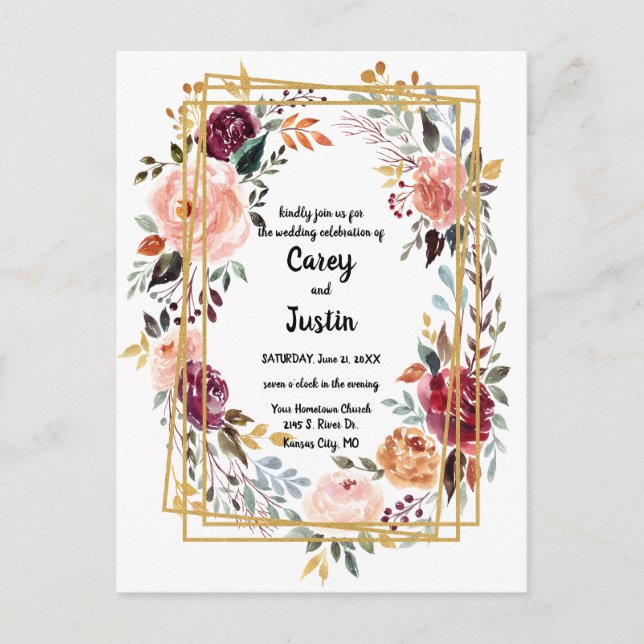 Floral Frame Trending Wedding Postcard (Front)