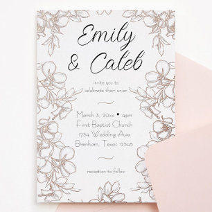 Floral Frame Wedding Rose Gold Foil Invitation