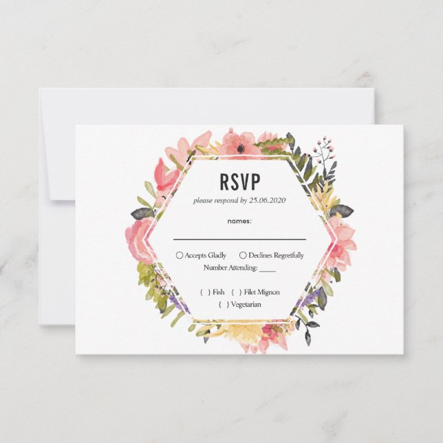 Floral Frame Wedding RSVP Card (Front)