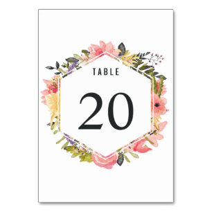 Floral Frame Wedding Table Number Card