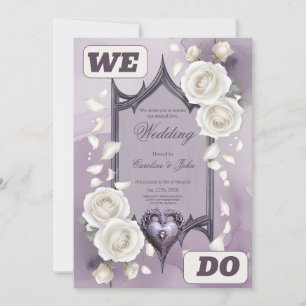 Floral frame with a heart and white roses  invitation