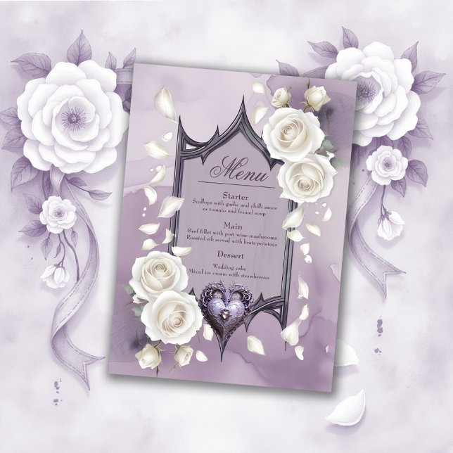 Floral frame with a heart and white roses menu (Creator Uploaded)