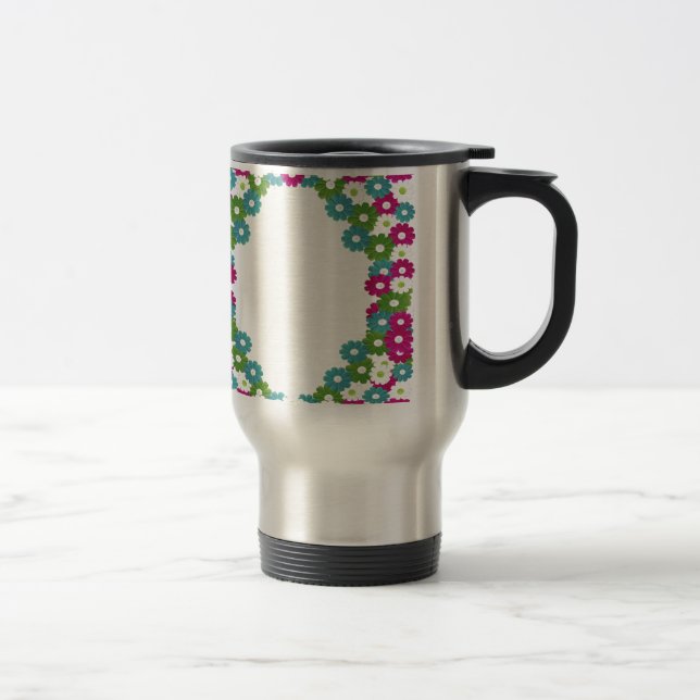 Floral Frame with Custom Name Travel Mug (Right)