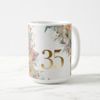 Floral Frame with Number 35 for Anniverary
