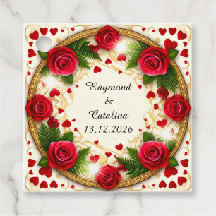 Floral Frame with Red Roses Favour Tags