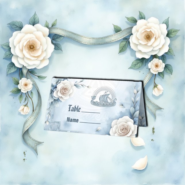 Floral Frame with Roses and Celtic Design.  Place Card (Creator Uploaded)