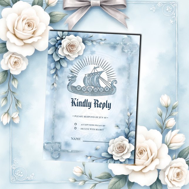 Floral Frame with Roses and Celtic Design. RSVP Card (Creator Uploaded)