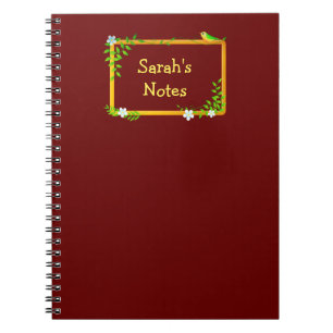 Floral Framed Nameplate Notebook