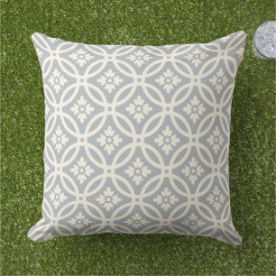 Floral Framework Patterned   Grey Cushion