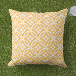 Floral Framework Patterned   Mango Orange Cushion
