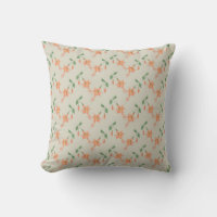 Floral Free Fall Orange Grey Pattern Throw Pillow