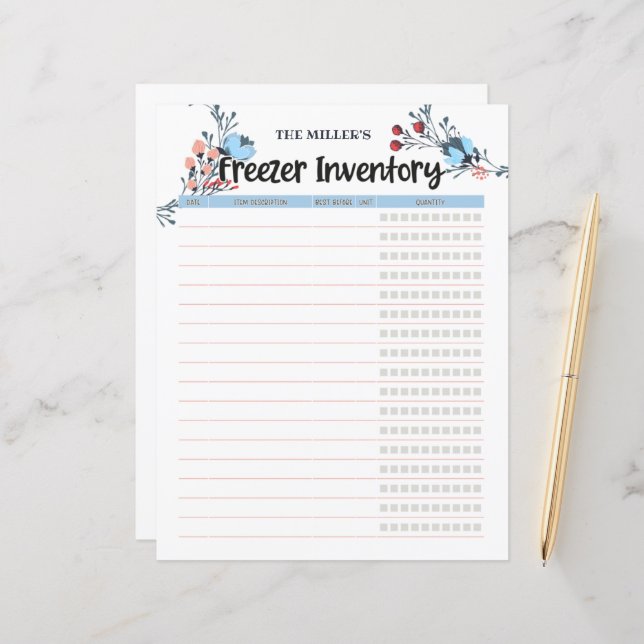 Floral Freezer Inventory Blue (Front/Back In Situ)