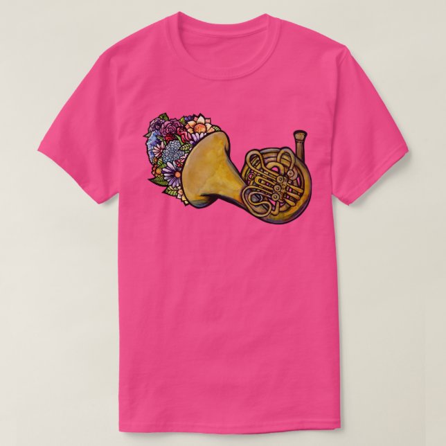 Floral French Horn T-Shirt (Design Front)