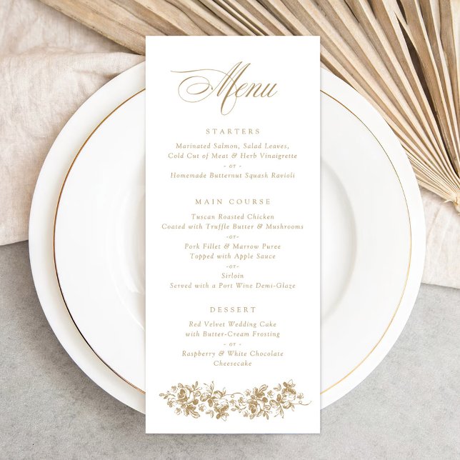 Floral French Roses Vintage Botanical Wedding Menu (Creator Uploaded)