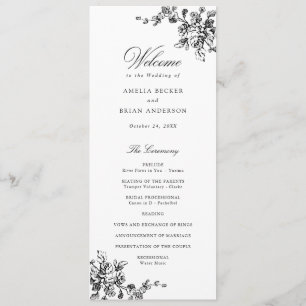 Floral French Toile Vintage Wedding Program Programme
